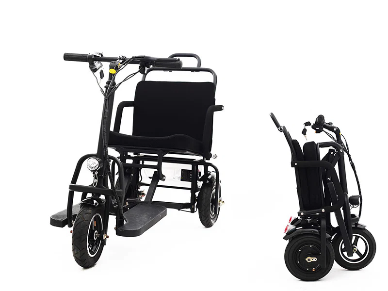 Foldable 3 wheel electric scooter mobility scooter black - Image 3