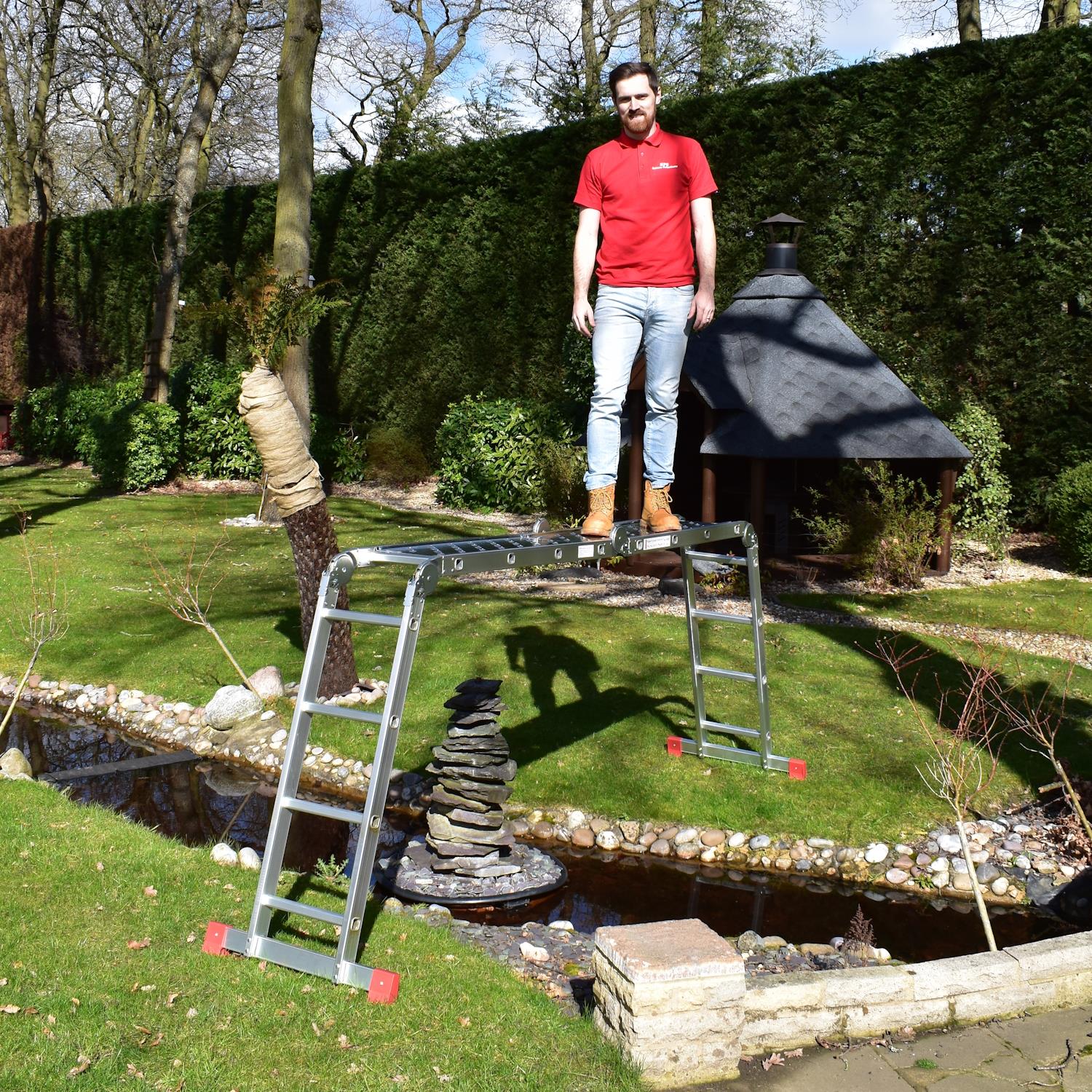 Multi Purpose Ladder 3.6M with two platforms folding ladder - Image 11