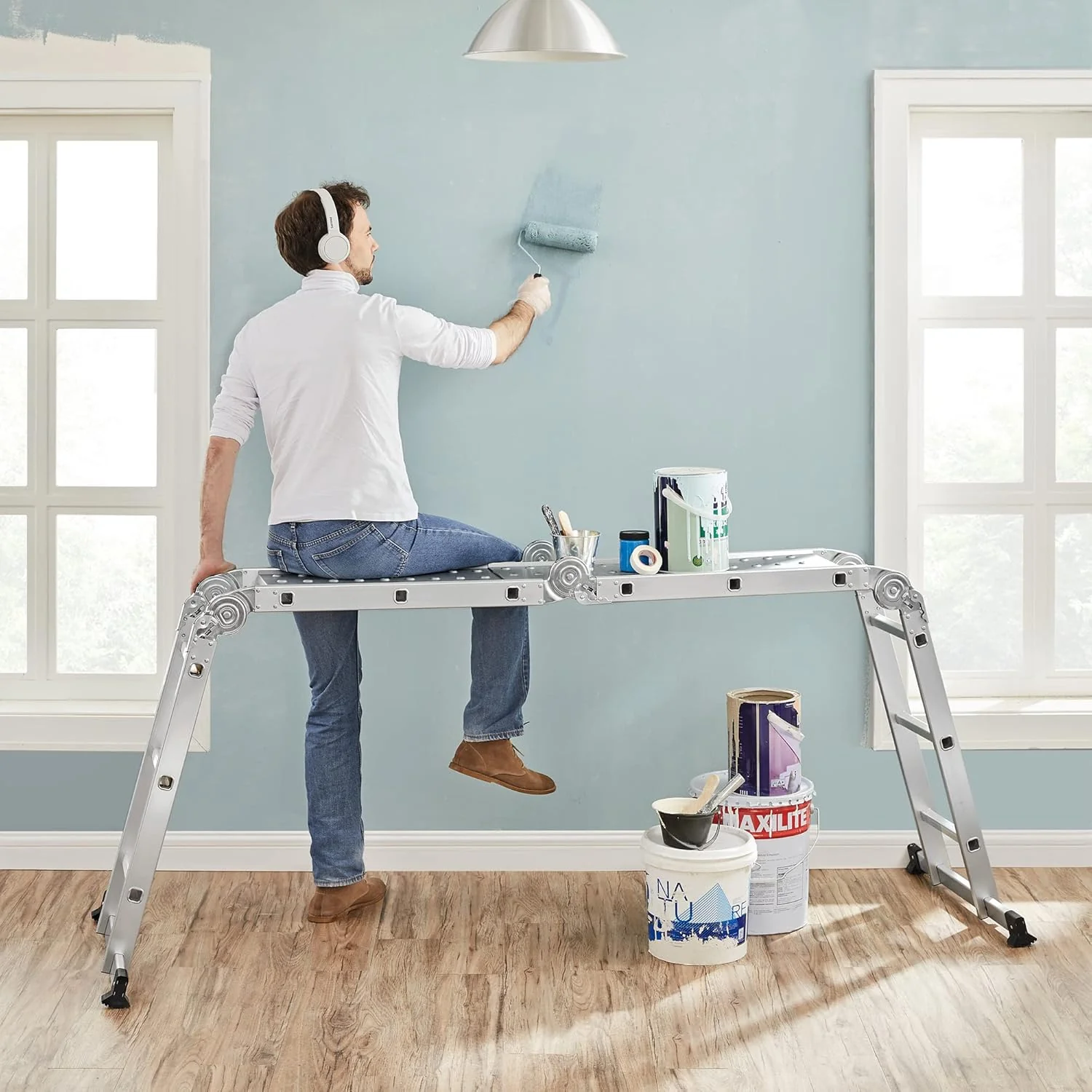 Multi Purpose Ladder 3.6M with two platforms folding ladder - Image 15