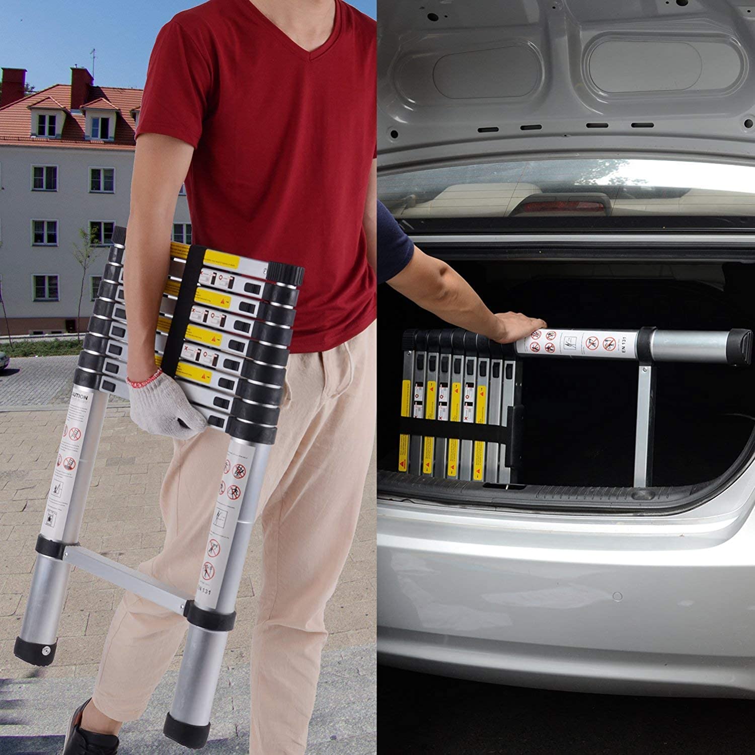 Ladder Telescopic Aluminium Extension Ladder 2.9m - Image 6