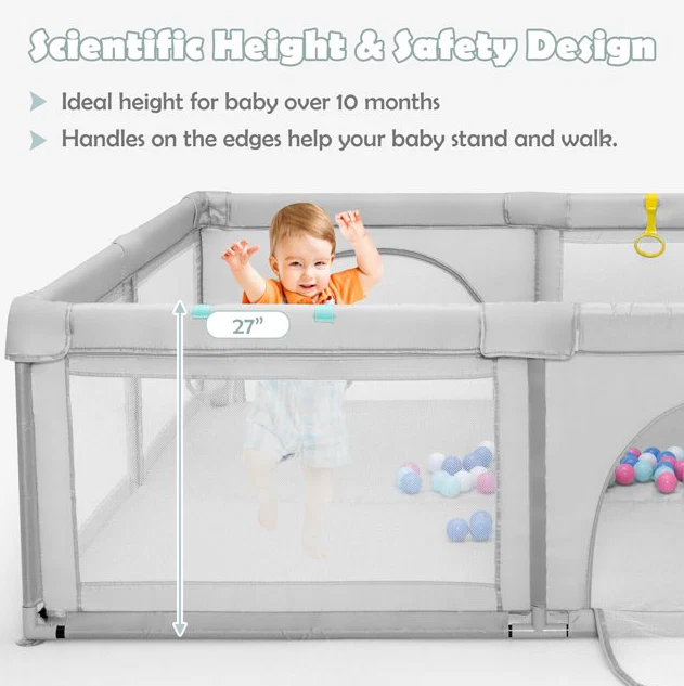 Baby Playpen light grey 180x150cm - Image 6